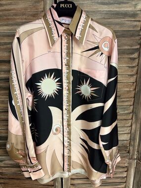 PUCCI Printed Silk Twill Button Front Shirt